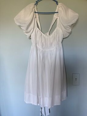 Mustard Seed White Puff Sleeve Mini Dress